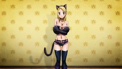 Yellow Anime blush anime girls shy fairy tail cat ears hair 