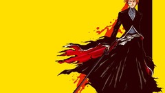 Yellow background bleach kurosaki ichigo zanpakuto blood 