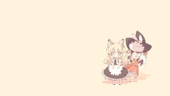 Yellow background blondes long hair anime girls brunettes 