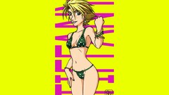 Yellow background drawings anime girls