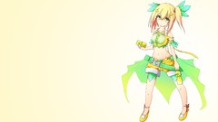 Yellow background drinks Ribbons lemons blondes anime girls 