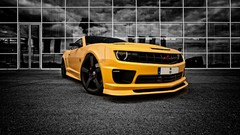 Yellow black wheels mirrors chevrolet camaro