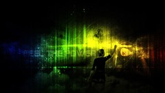 Yellow blue clouds red Green woman orange Swords blondes 