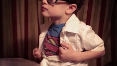 Yellow blue red children boy glasses hero superman job little 