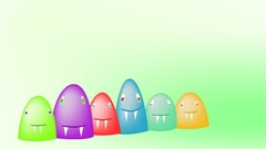 Yellow blue red purple Green Monsters