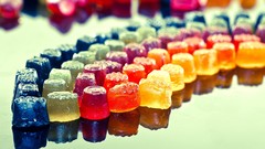 Yellow blue red white sugar Candies multicolor