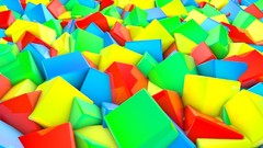 Yellow blue squares red cubes Green abstract 3d multicolor 3D 