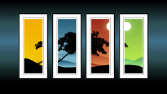 Yellow blue tree red boxes colors frames artwork