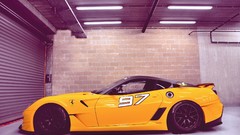 Yellow cars Garages Ferrari Motorsports racing cars 599XX