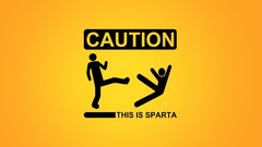 Yellow caution warning Sparta funny