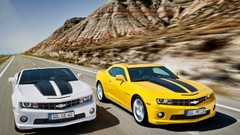 Yellow Chevrolet vehicles chevrolet camaro muscle cars EU
