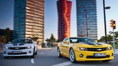 Yellow Chevrolet vehicles chevrolet camaro muscle cars EU
