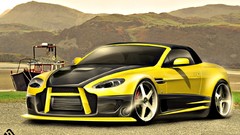 Yellow design tuning cars Aston Martin 3d