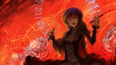 Yellow eyes black dress