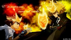 Yellow fire red text Anime Manga gloves fan art hitman mafia 