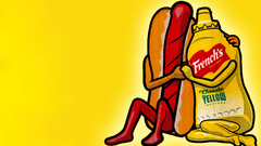 Yellow food hotdogs mustard