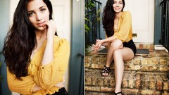 Yellow Green woman sitting green eyes emily rudd