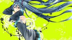 Yellow hatsune miku vocaloid twintails detached sleeves