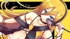 Yellow headphones Furai anime girls vocaloid Lily (Vocaloid)