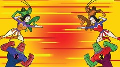 Yellow icons superheroes mirrors roach saguaro cactus