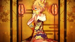 Yellow kimono blondes anime girls blue eyes kagamine rin