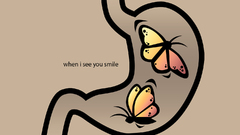 Yellow love butterfly smile friendship stomach flying