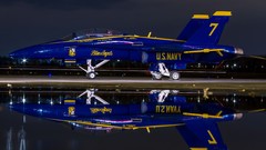 Yellow night Aircraft reflections Blue Angels US Navy Boeing 