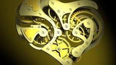 Yellow orange abstract funny 3d clockwork