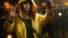 Yellow rain girl coat
