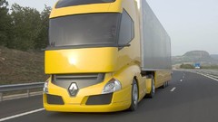 Yellow Renault trucks hybrid vehicles futuristic