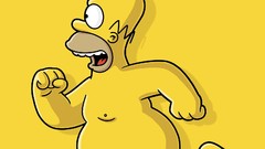 Yellow running The Simpsons cartoons backgrounds nude Homer 
