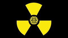 Yellow simple radiation symbol radioactive