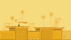 Yellow simple retro houses buildings digital art