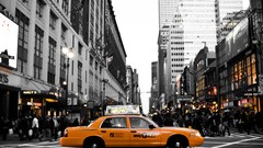 Yellow traffic Taxi streets new york city selective coloring