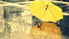Yellow water rain street Umbrellas