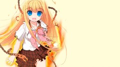 Yellow woman school anime girls blue eyes