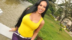 Yellow woman tank tops models dressed Natasha huge boobs