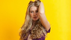 Yellow woman yellow background stockings blondes models panties 