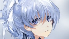 Yin anime girls bangs darker than black ponytails purple hair 