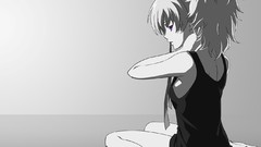 Yin monochrome anime girls darker than black purple eyes