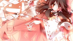 Yin-yang blush long hair anime girls brown eyes brunettes 