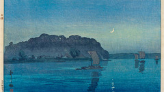 Yoshida Hiroshi artwork ship Japan moon blue
