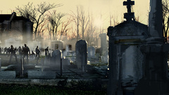 Zombies walking dead graveyards