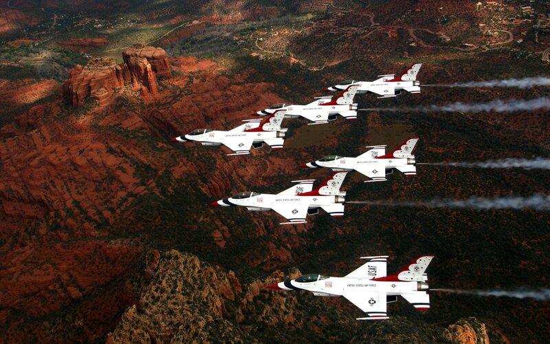 Thunderbirds Jets in Formation — White, Dramatic