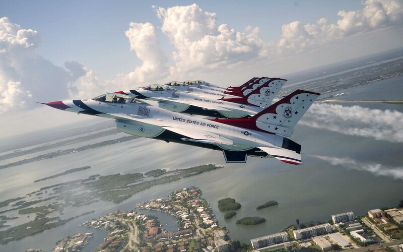 Thunderbirds Jets in Formation — White
