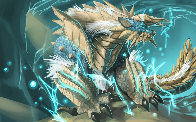 Thunderous dragon in electric storm