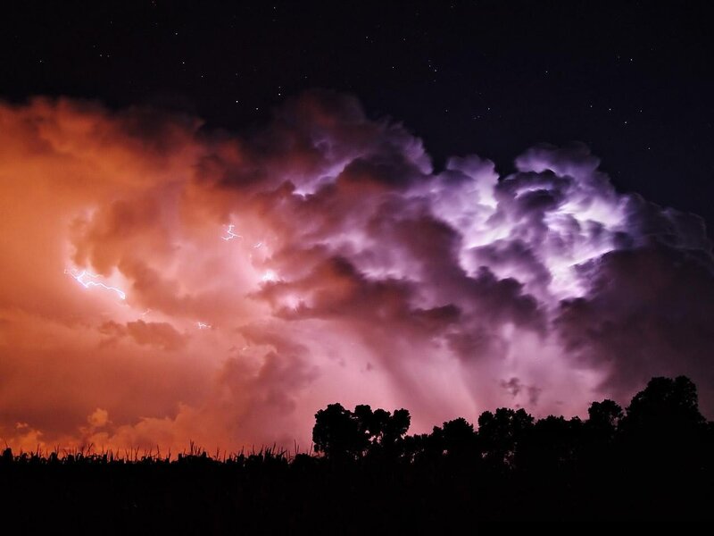 Thunderstorm at night with lightning
