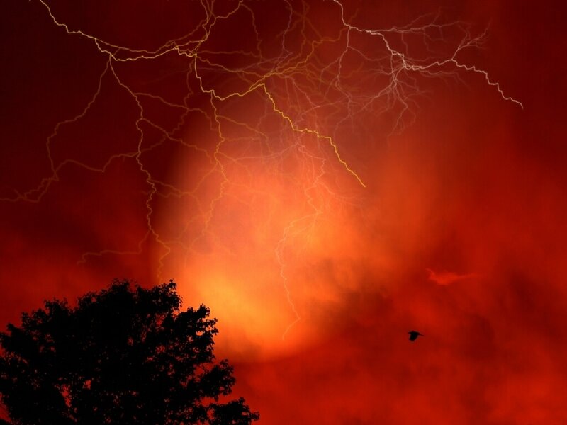 Thunderstorm at sunset