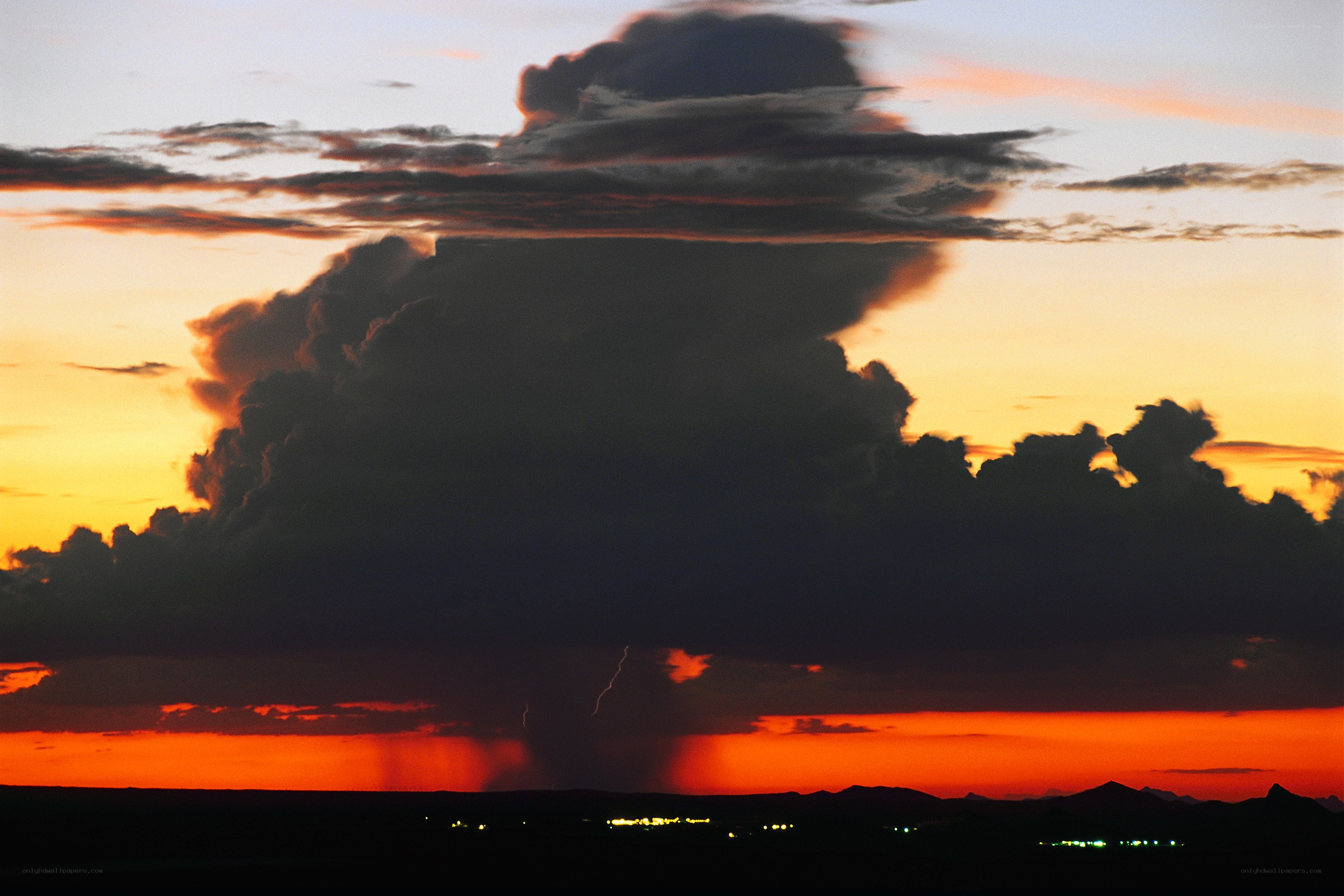 Thunderstorm at sunset