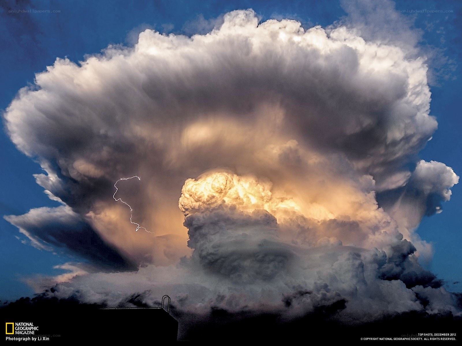 Thunderstorm cloud with lightning